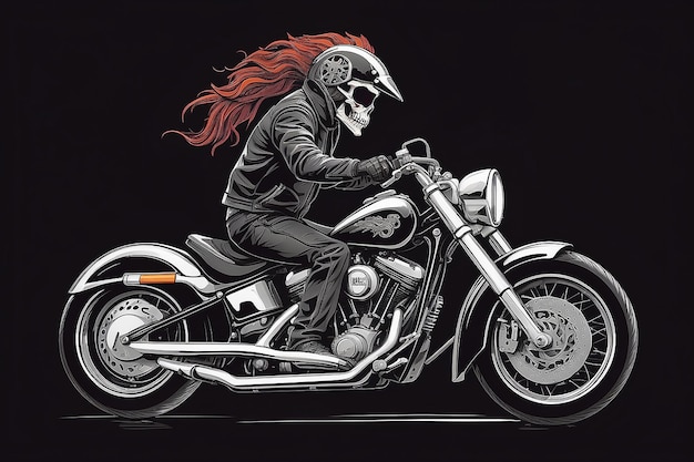Foto stile vettoriale dell'illustrazione di skull rider