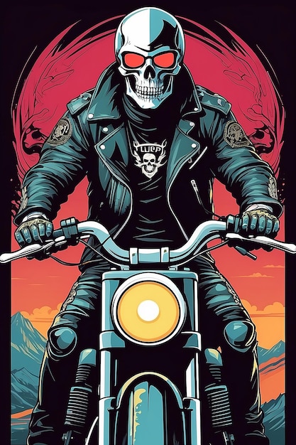 Skull rider illustration vector style