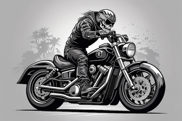 Skull rider illustration vector style