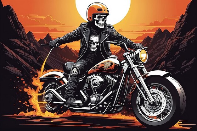 Skull rider illustration vector style