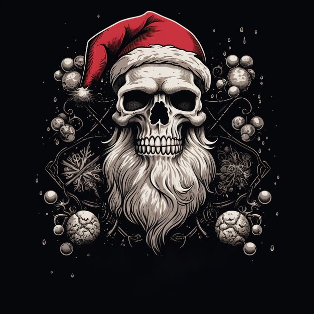 Skull santa claus vintage style