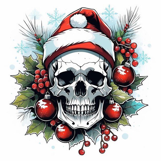 skull santa and crossbones christmas illustration created with generative AI software