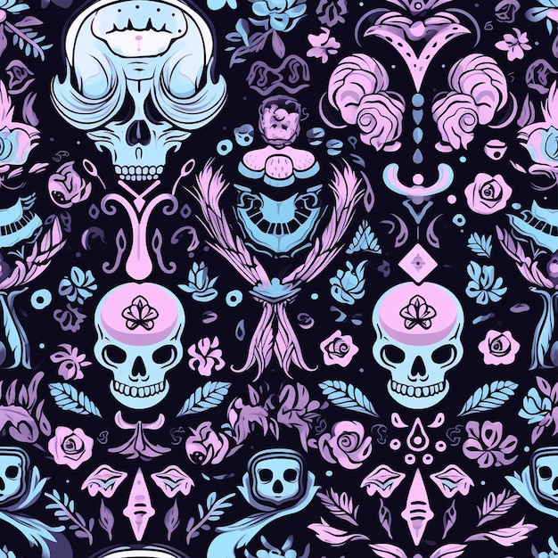 Photo a skull seamless patten background