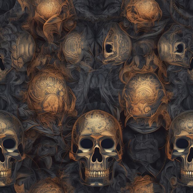 Photo skull seamless pattern art generative ai