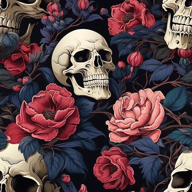 Skull seamless pattern for print and textile