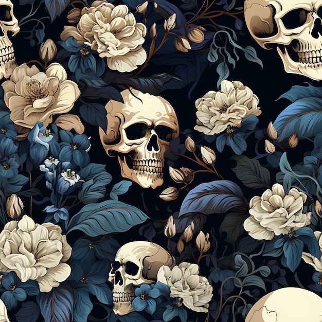 Skull seamless pattern for print and textile