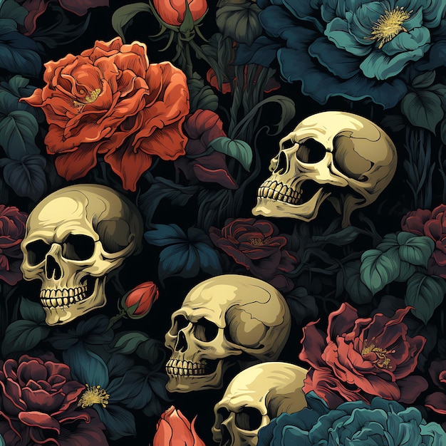 Skull seamless pattern for print and textile