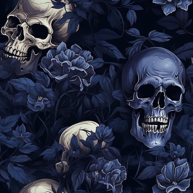 Photo skull seamless pattern for print and textile