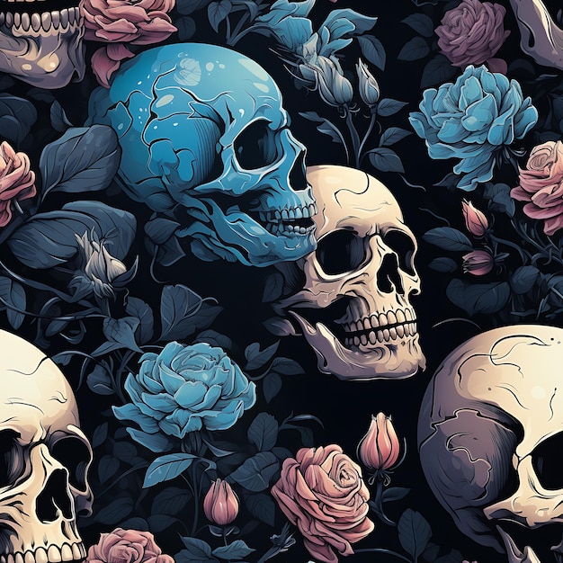 Skull seamless pattern for print and textile