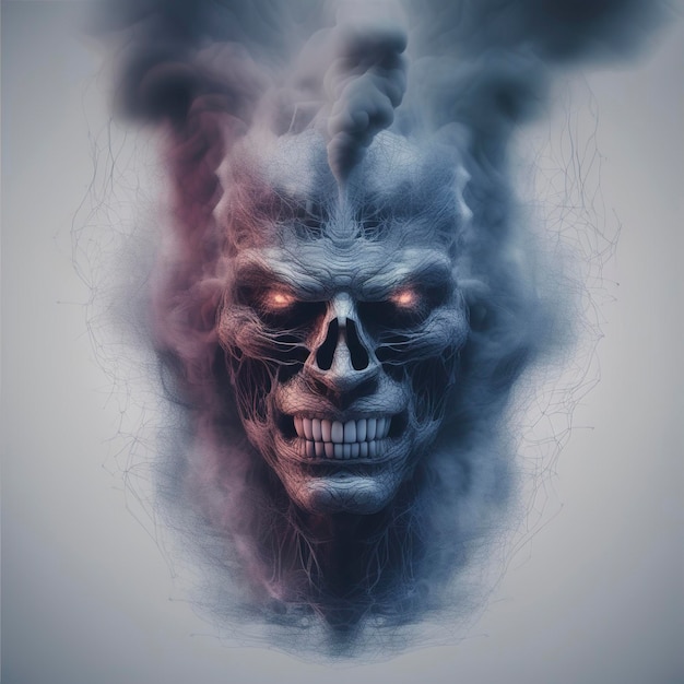Photo skull in the smoke