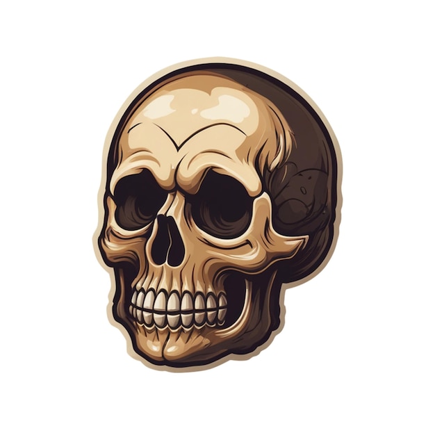 Skull sticker illustration on white background