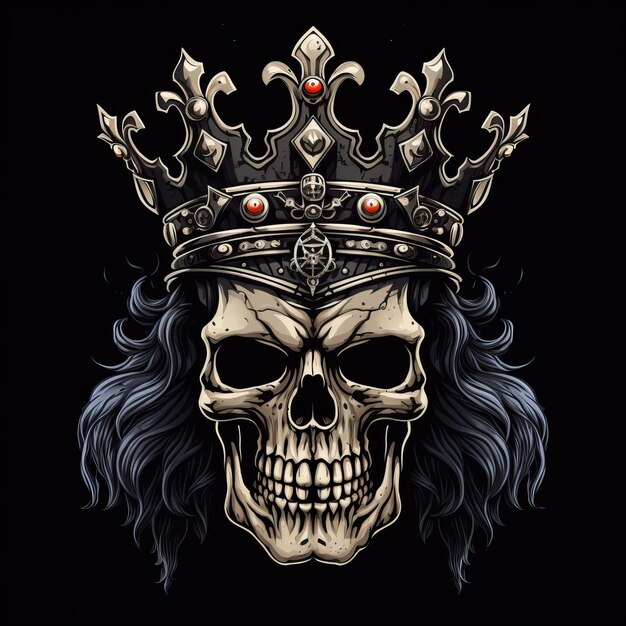 skull style with crown in vector in the style of hd image black and white art tom king 2d game