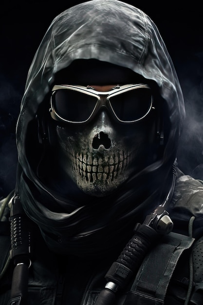a skull and sunglasses with a skull on the front and a skull on the front.
