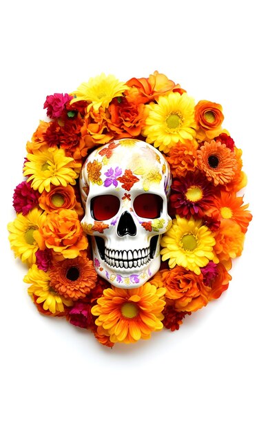 Photo a skull surrounded by flowers