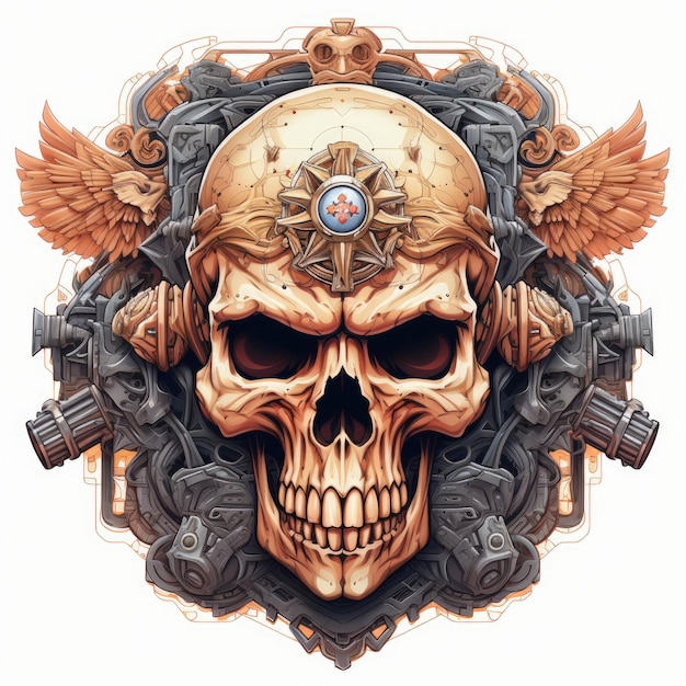 Skull t shirt sticker logo punk rock military skull weapons dark art