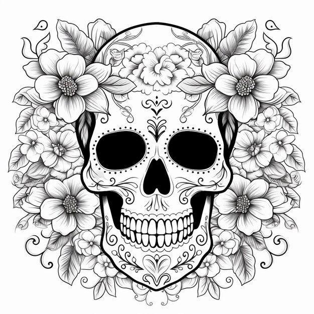 Skull tattoo vector lijn illustratie