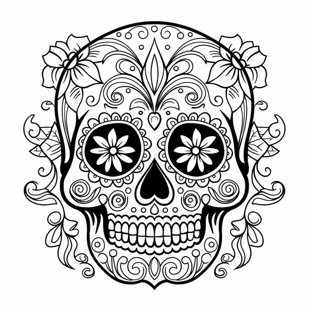 Photo skull tattoo vector line illustration