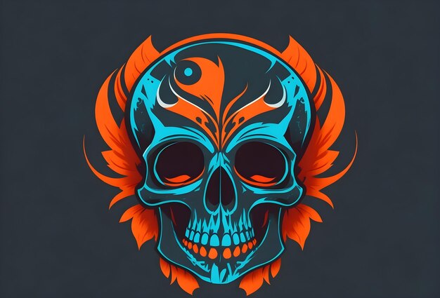 Photo skull vector art logo t shirt designflat design