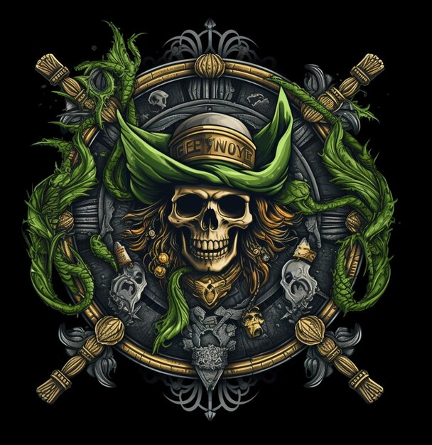 Photo a skull viking logo pirate