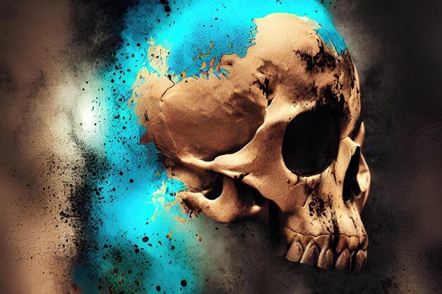 Skull in the wall grunge abstract illustration