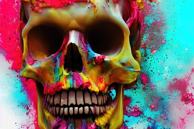 Skull in the wall grunge abstract illustration