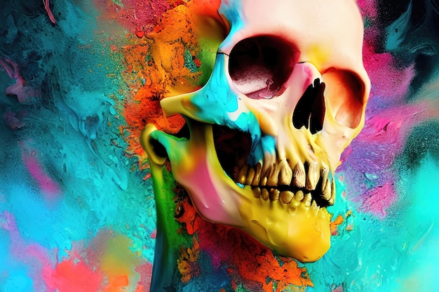 Skull in the wall grunge abstract illustration