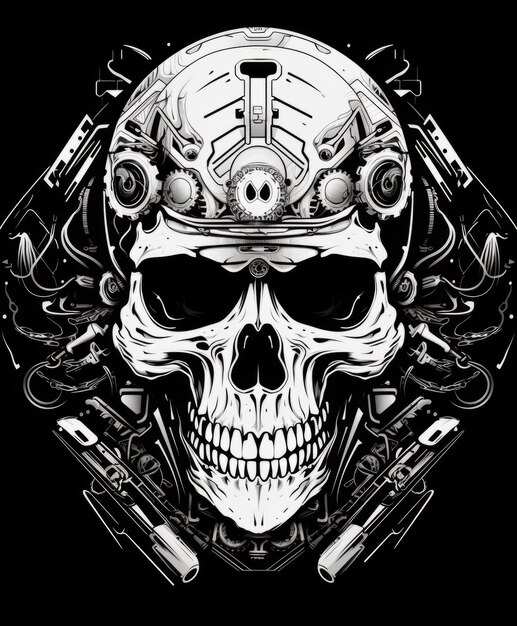 Premium AI Image a skull wearing a bicycle helmet in the style of