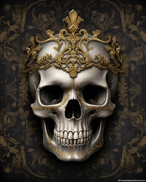 Skull wearing gold crown