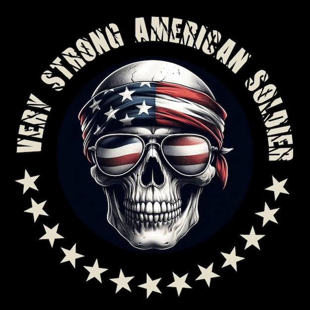 a skull with an american flag and a skull with the words strong american