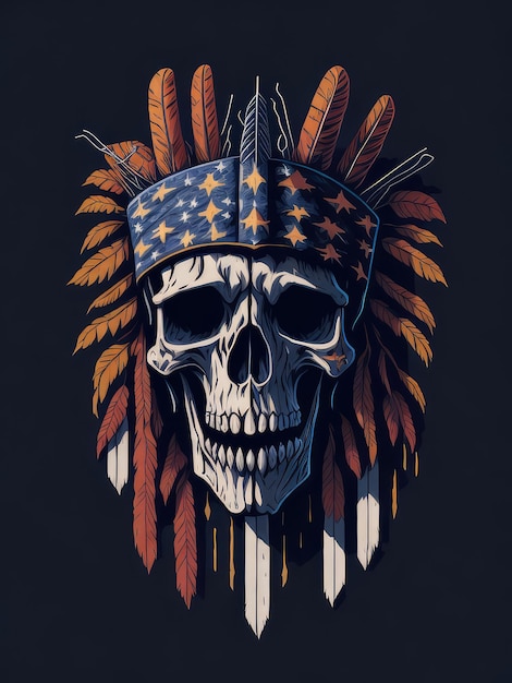 A skull with american flags on it