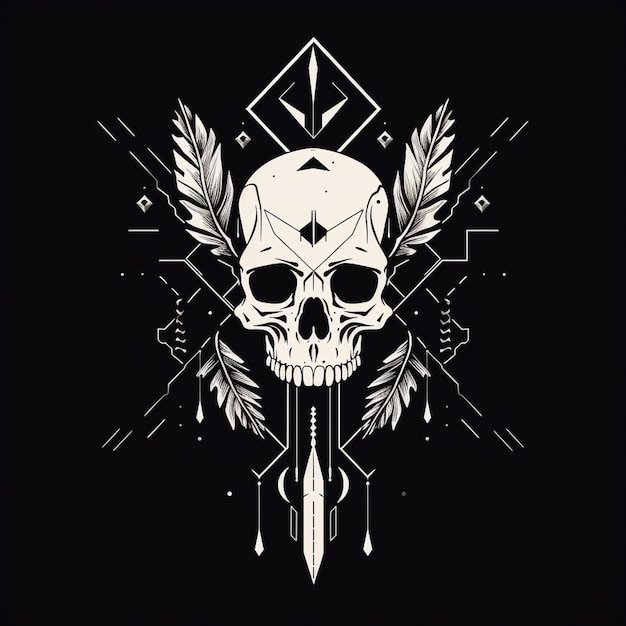 Skull with arrow and knife image illustration design for tshirt mug case