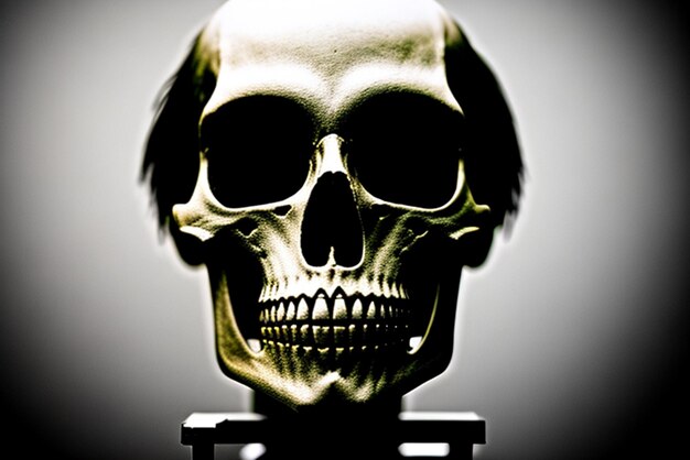 A skull with a black background and the word skull on it