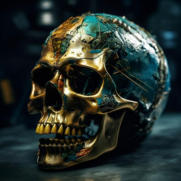 Skull with colorful patterns isolated on black background