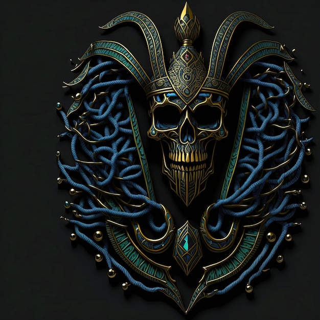 a skull with a crown and a skull on it