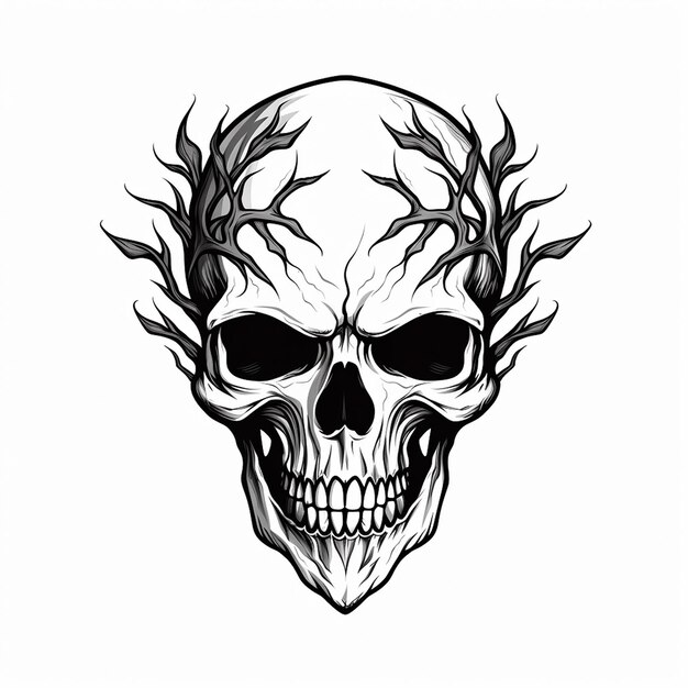 Skull with Crown Vector