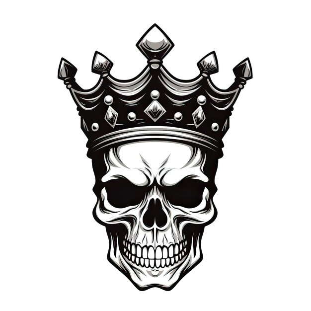 Photo skull with crown on white background illustration royalty free clip art in the style of hd image