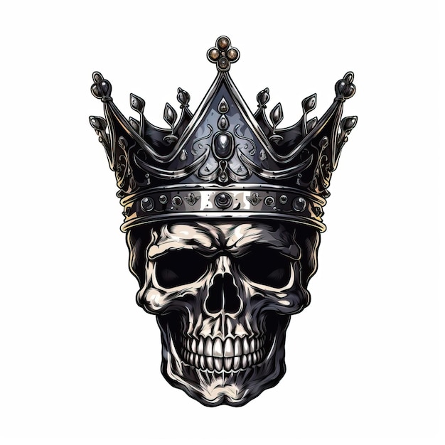 skull with crown on white background illustration royalty free clip art in the style of hd image