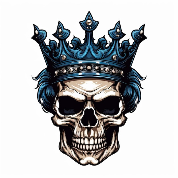 Photo skull with crown on white background illustration royalty free clip art in the style of hd image