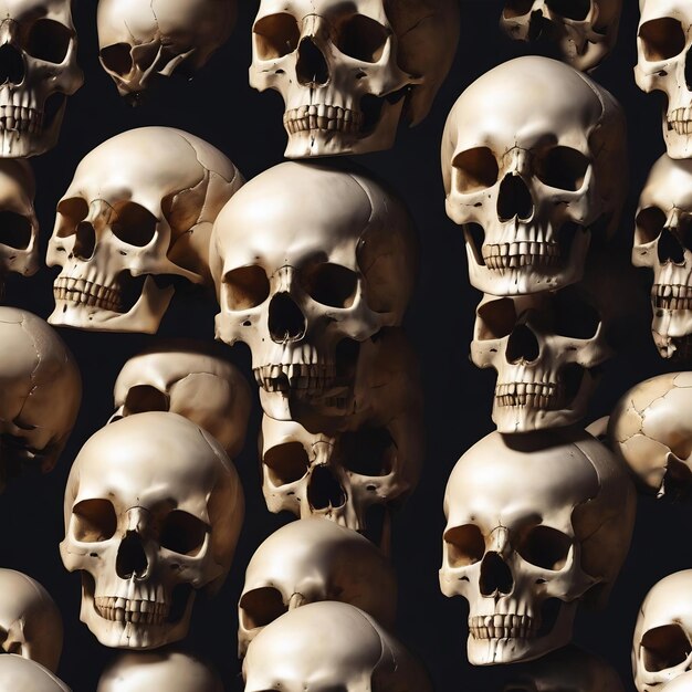 Skull with dark background 3d illustration