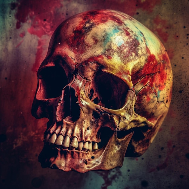 A skull with a dark background