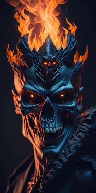 A skull with flames on it