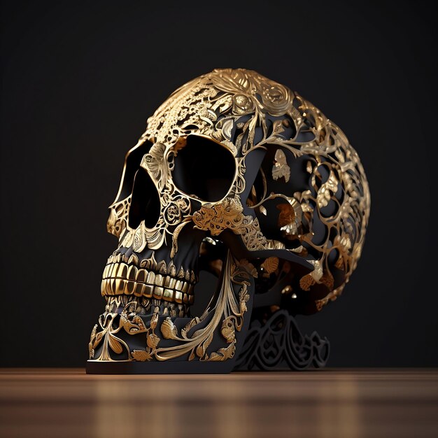 Photo a skull with a floral pattern on it