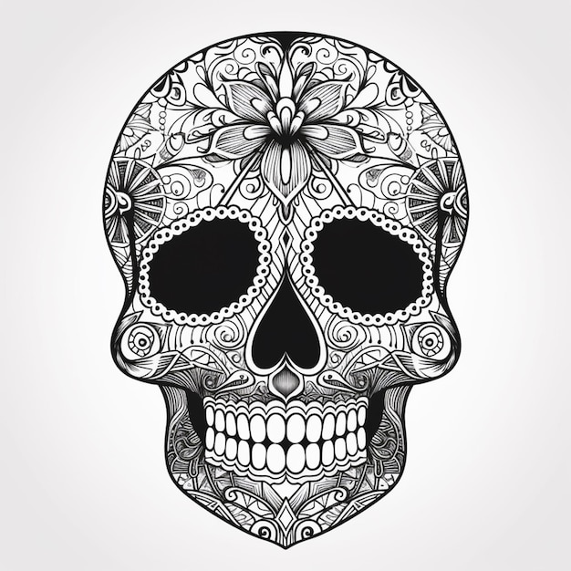 A skull with a floral pattern.