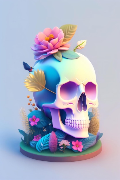 Skull With Flower