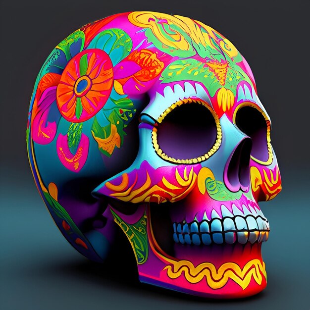 Skull with flowers decoration