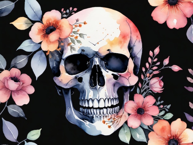 A Skull With Flowers On It