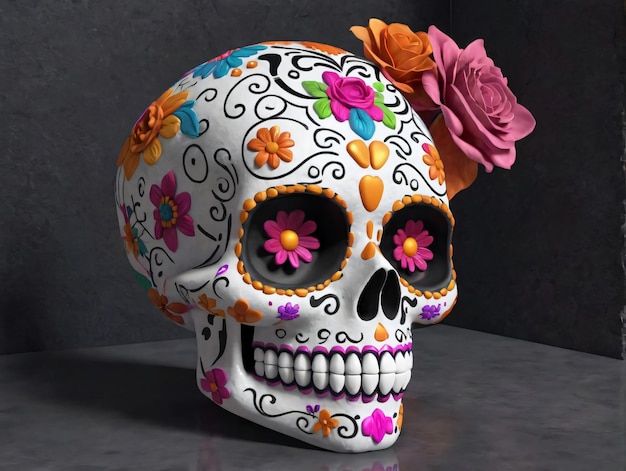 A Skull With Flowers On It