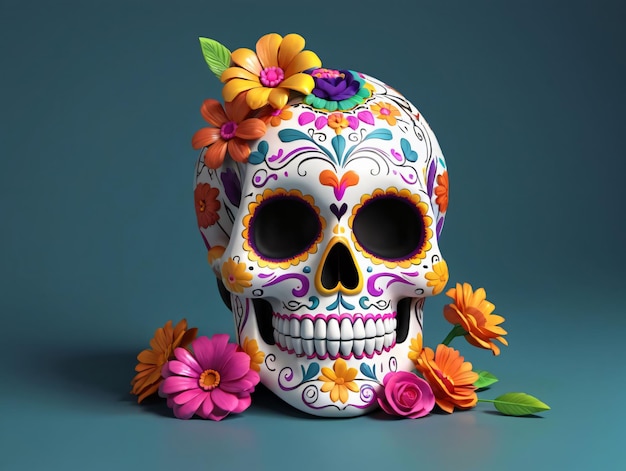 A Skull With Flowers On It