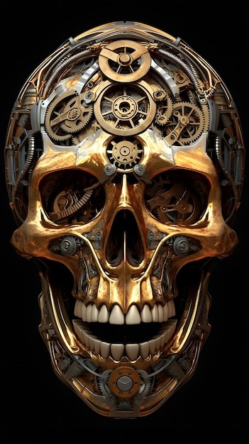 A skull with gears on it