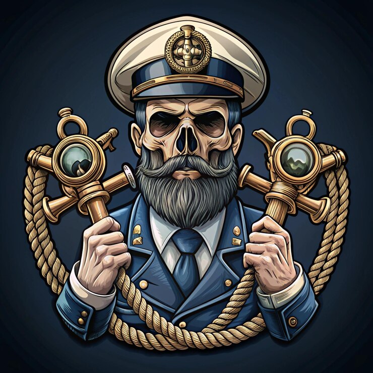 Photo a skull with a gun and a skull and a ship with a ship on it